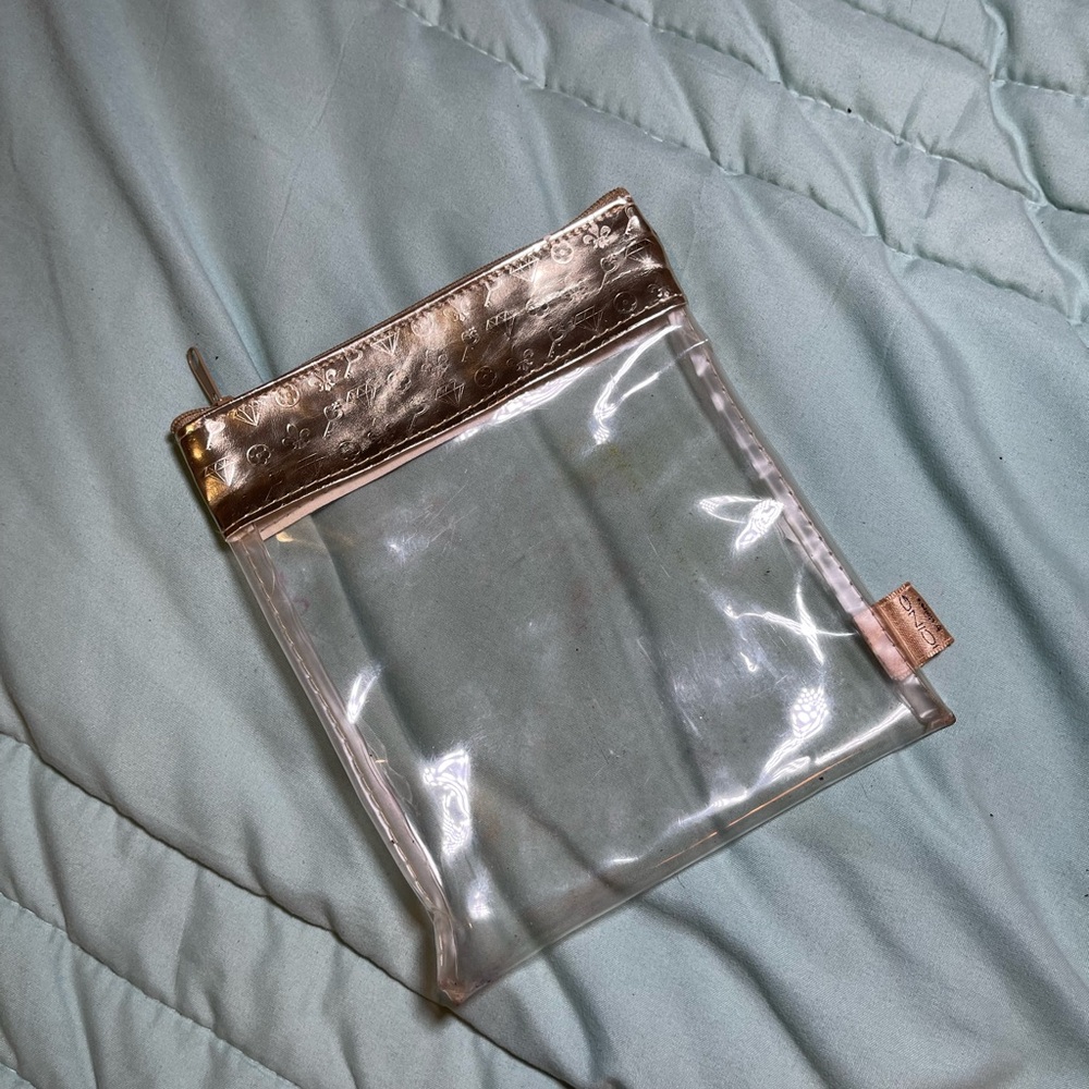 Clear Cosmetic Pouch with Gold Trim